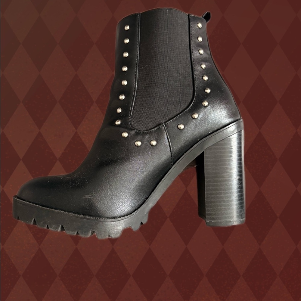 Black Studded Ankle Boots - Picture 1 of 3